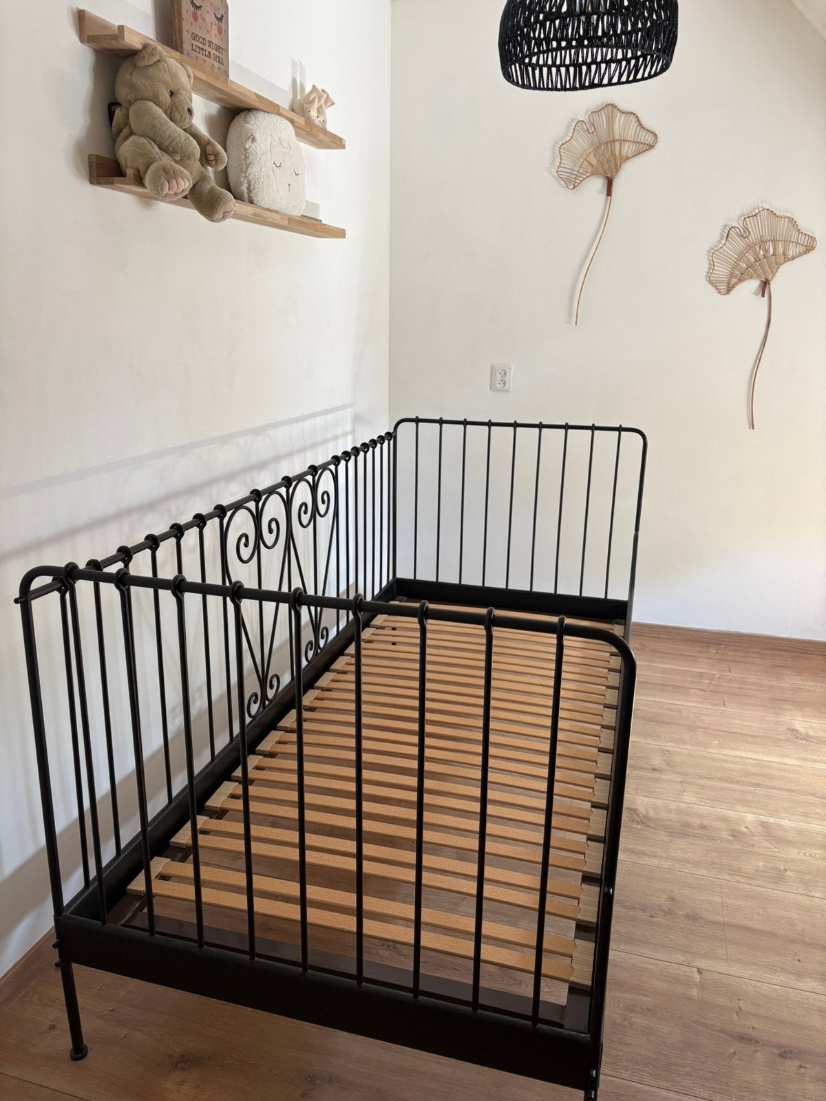 Bed met bedbodem en matras, Ophalen, 90 cm, Eenpersoons, Zwart
