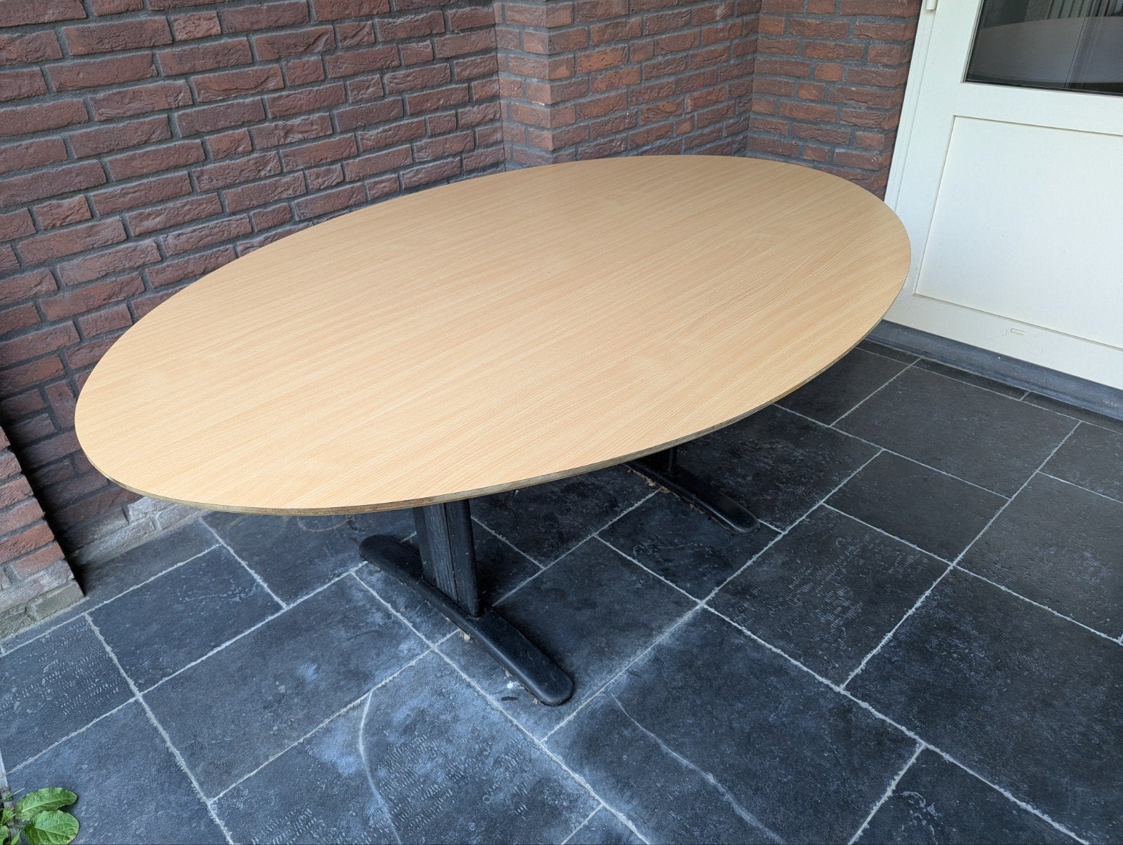 Ovale tafel - Hout met metalen onderstel, Gebruikt, 100 tot 150 cm, 150 tot 200 cm, Modern