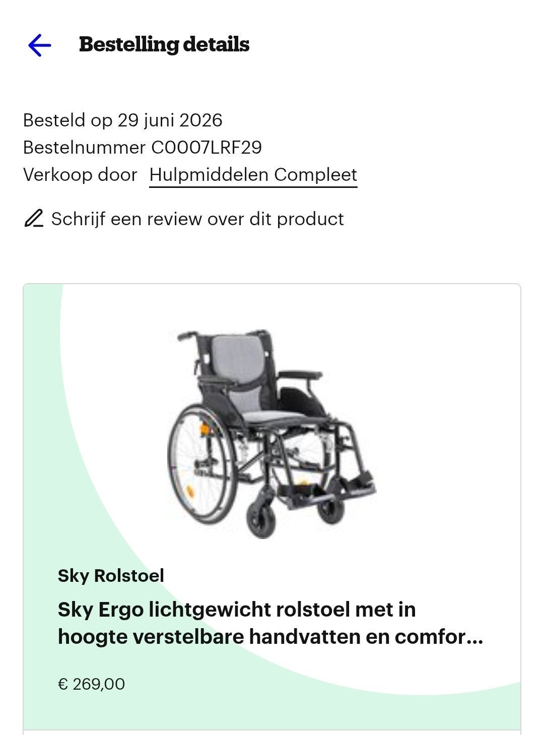lichtgewicht Rolstoel 2x gebruikt in huis, Ophalen, Inklapbaar, Nieuw, Duwrolstoel