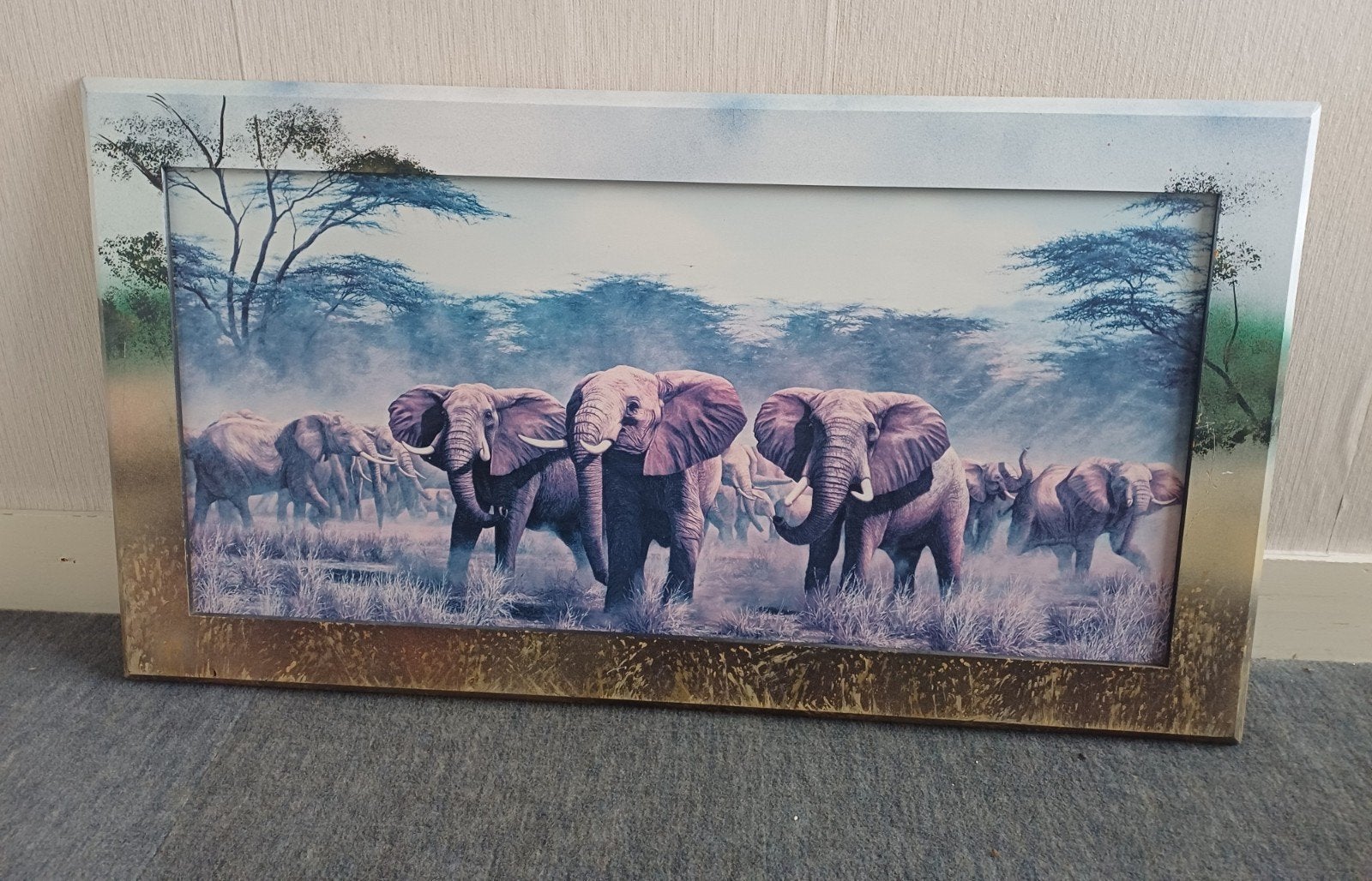 Schilderij met olifanten, Ophalen, 50 – 75, Gebruikt, Schilderij