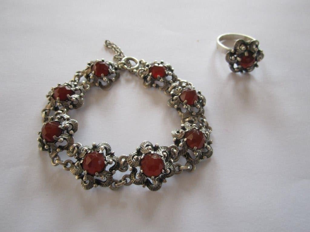 Oud zilveren armband met bijpassende ring ., Ophalen of Verzenden, Gebruikt, Zilver, Zilver