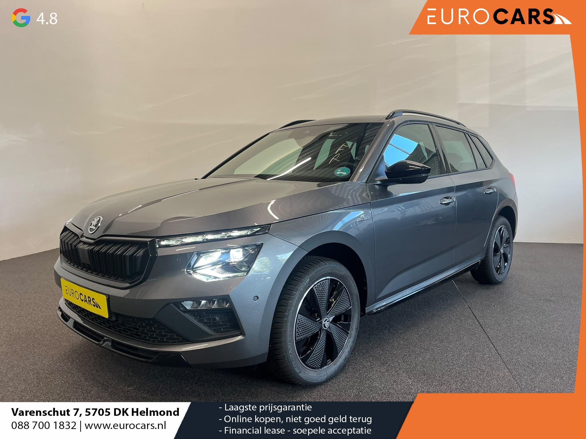 Skoda Kamiq 1.0 TSI Monte Carlo Panoramadak Wegklapbare trek, Auto's, 4 cilinders, 150 pk, Leder en Stof, Kamiq