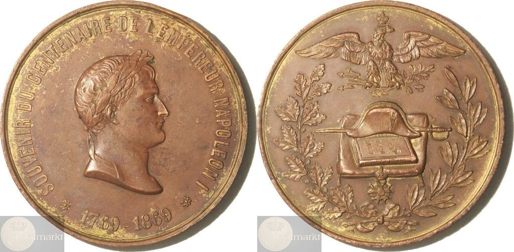 Frankrijk - Historiepenning 1869 'Eeuwfeest Napoleon I', Ophalen of Verzenden, Brons, Buitenland