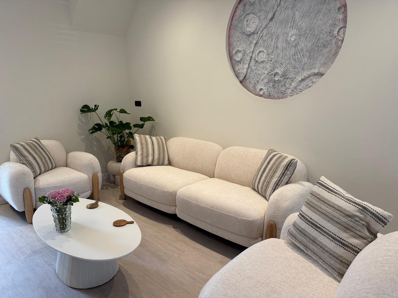 Luxe stoffen bankstel met fauteuils - Zo goed als nieuw, Huis en Inrichting, Banken | Bankstellen, Ophalen, 75 tot 100 cm, Zo goed als nieuw