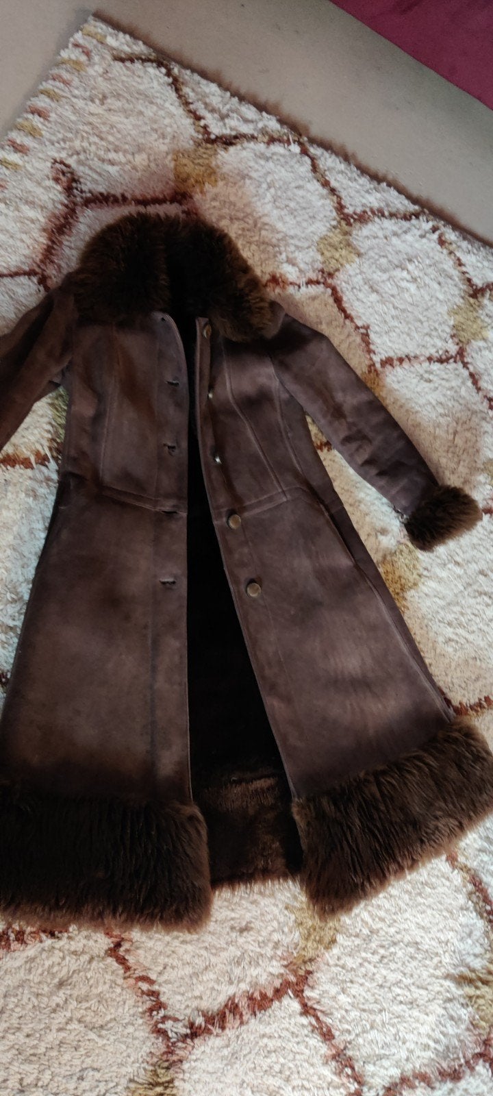 lammy coat suède, Ophalen, Zo goed als nieuw, Maat 42/44 (L), Bruin