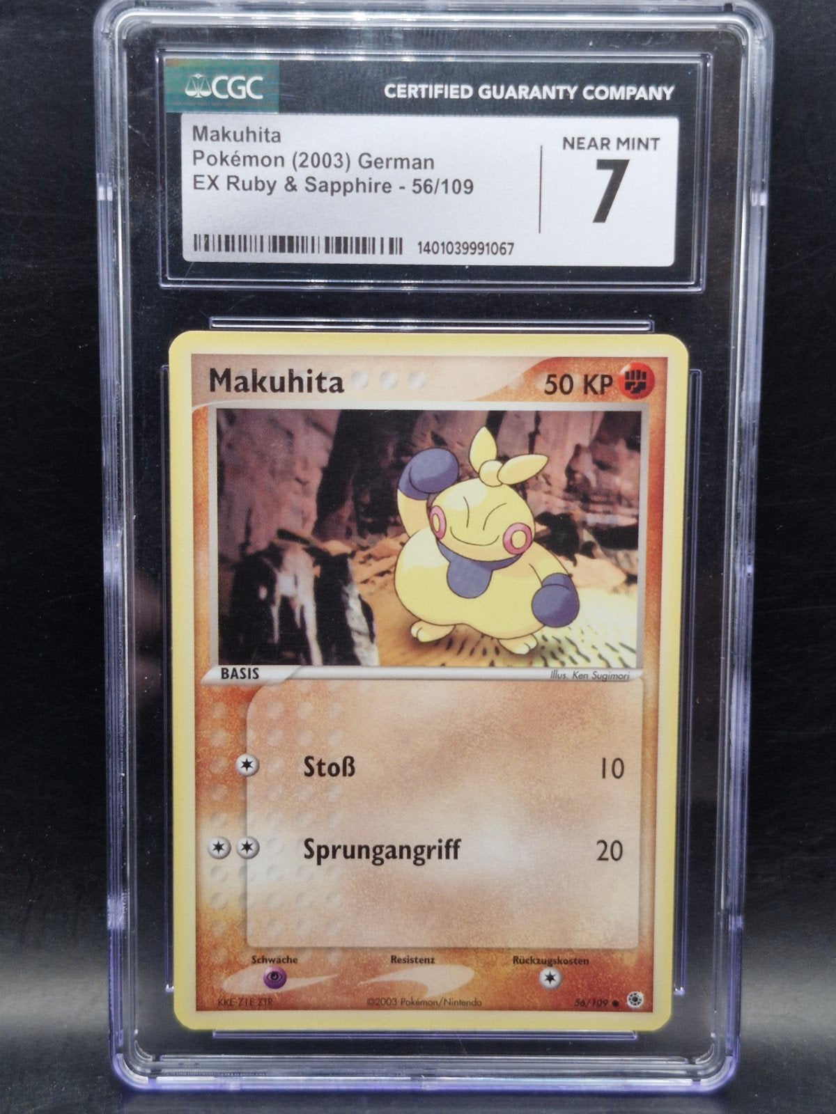 Makuhita ex ruby sapphire garman #56 CGC 7 near, Verzenden, Zo goed als nieuw, Losse kaart