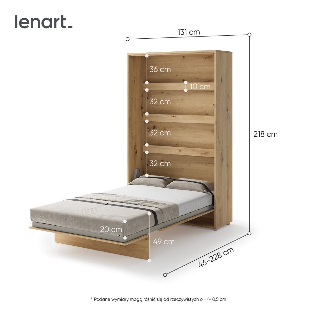 Concept opklapbed verticaal - 120x200 - Eikenkleur, Niet ingevuld, Niet ingevuld, Niet ingevuld