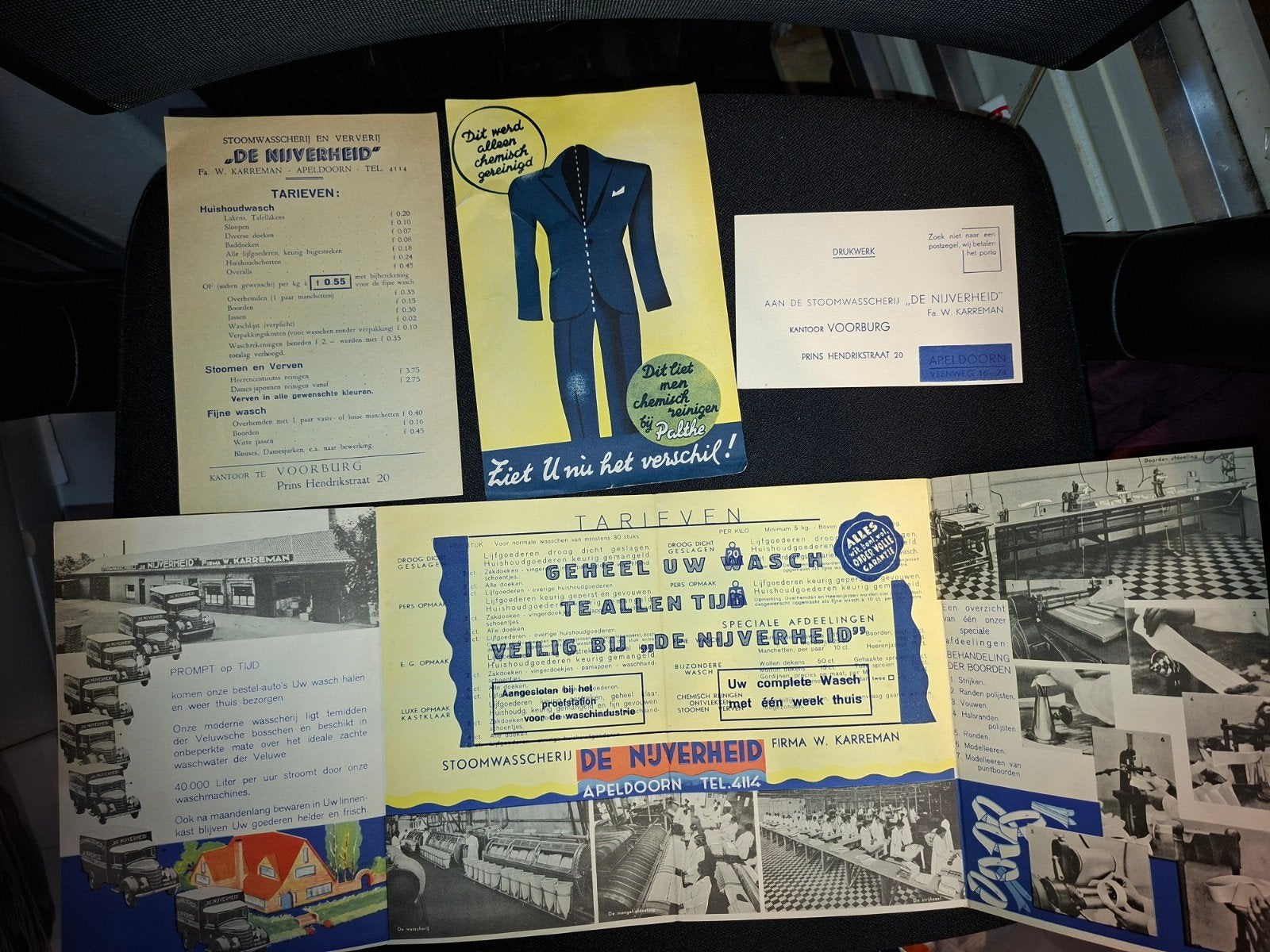 Reclamefolder Stoomwasscherij De Nijverheid Apeldoorn 30's, Ophalen of Verzenden