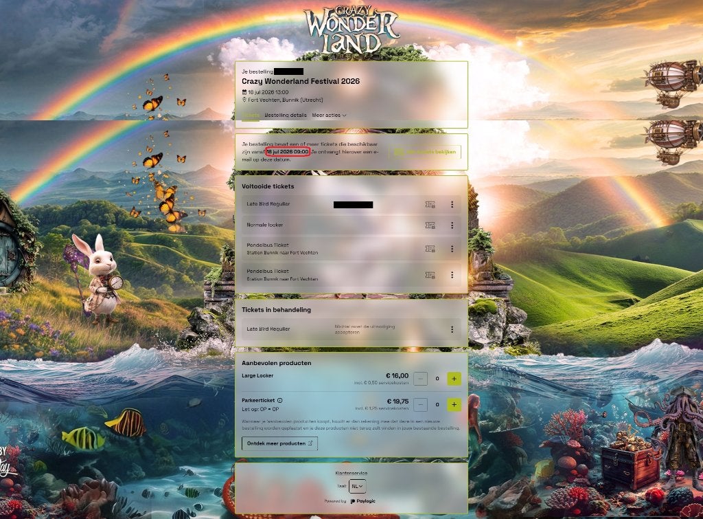 Crazy Wonderland Festival 2026 - 2 tickets + locker en bus, Tickets en Kaartjes, Twee personen