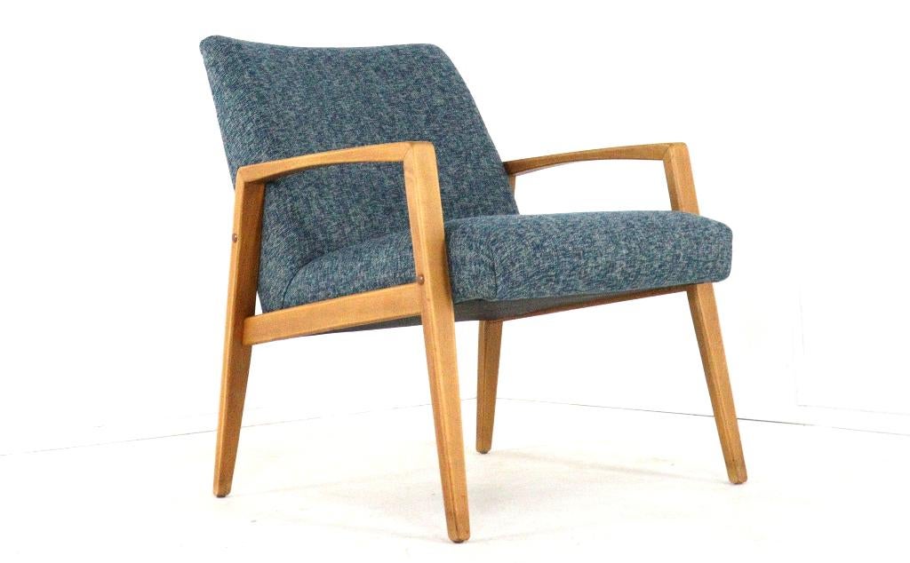 Vintage fauteuil gestoffeerd stoel gratis bezorging, -, -, 75 tot 100 cm, Ophalen of Verzenden