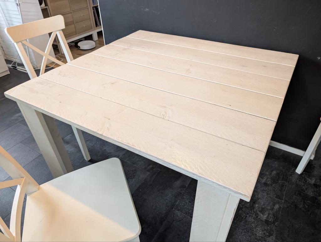 Houten eettafel, Huis en Inrichting, Ophalen, Gebruikt, Vierkant, Vier personen