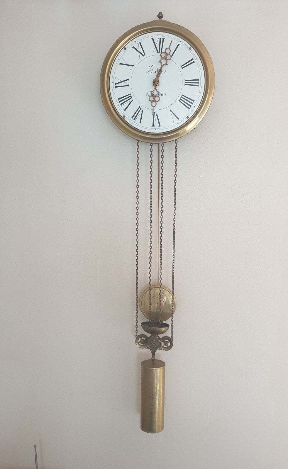 Antieke Dubois A. Saverne wandklok met slinger, Ophalen