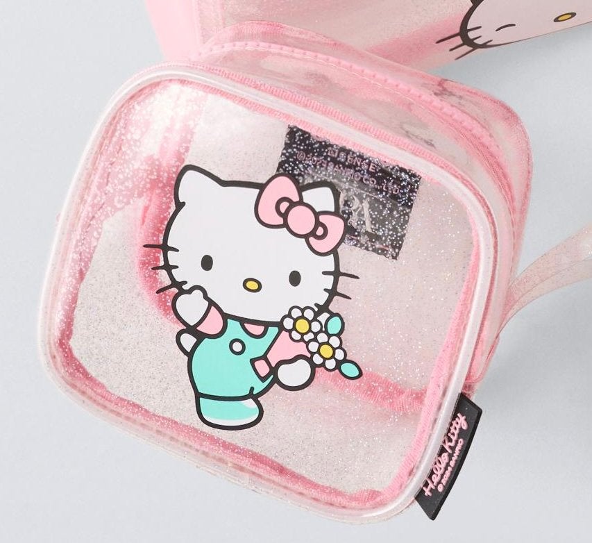 Hello Kitty Make-up Tasjes Set - Roze Glitter, Sieraden, Tassen en Uiterlijk, Verzenden, Nieuw, Roze, Meisje