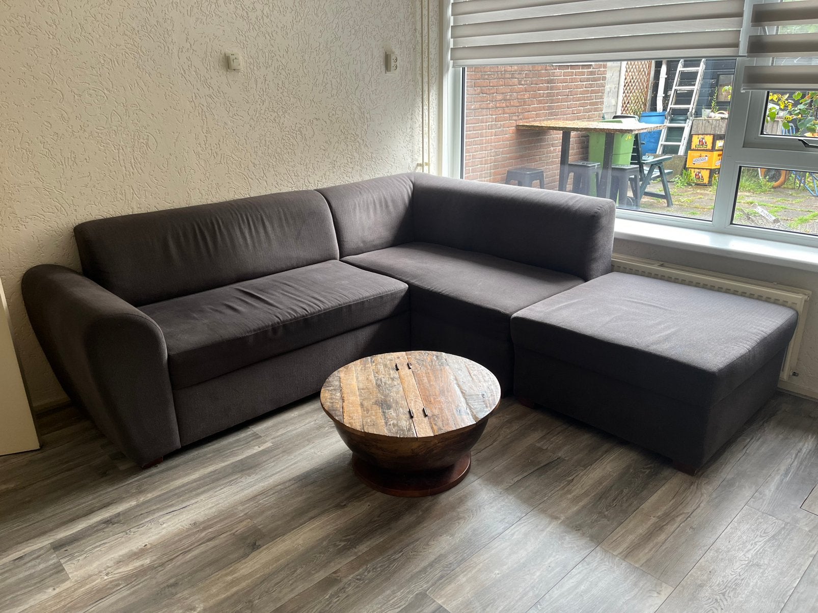 Hoekbank met losse hocker, Ophalen, Gebruikt, Stof