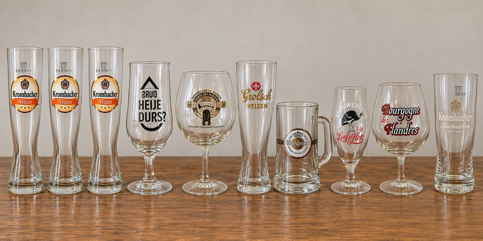 Bierglazen collectie: Krombacher, Grolsch, Warsteiner + meer, Ophalen of Verzenden, Gebruikt, Bierglas