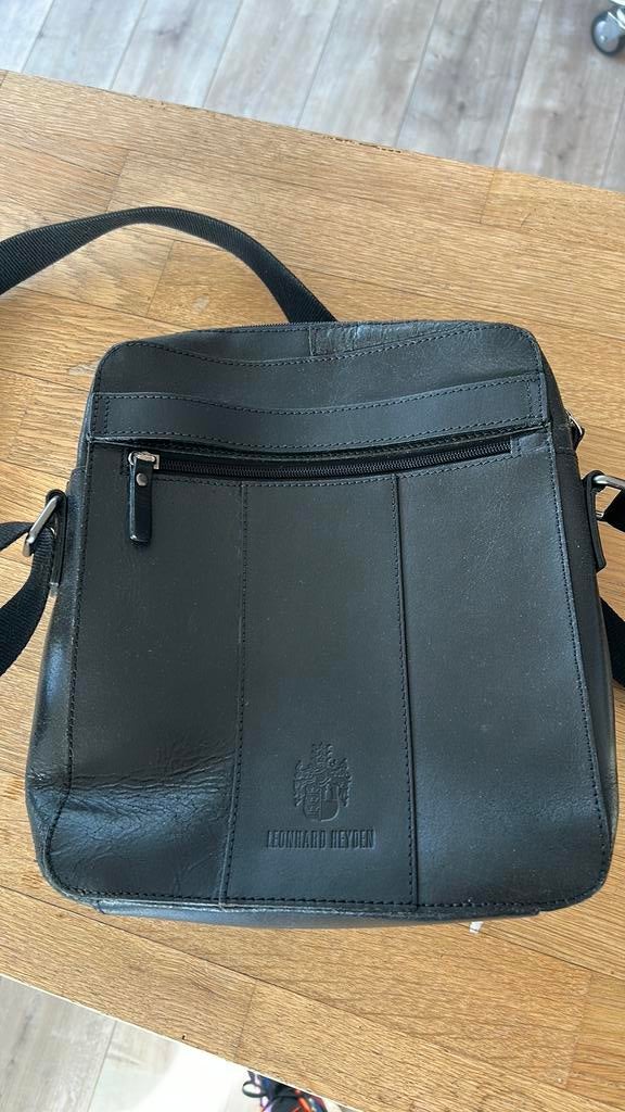 Leonhard Heyden schoudertas tas leer zwart zgan design, Ophalen of Verzenden, Zo goed als nieuw, Zwart, Leer