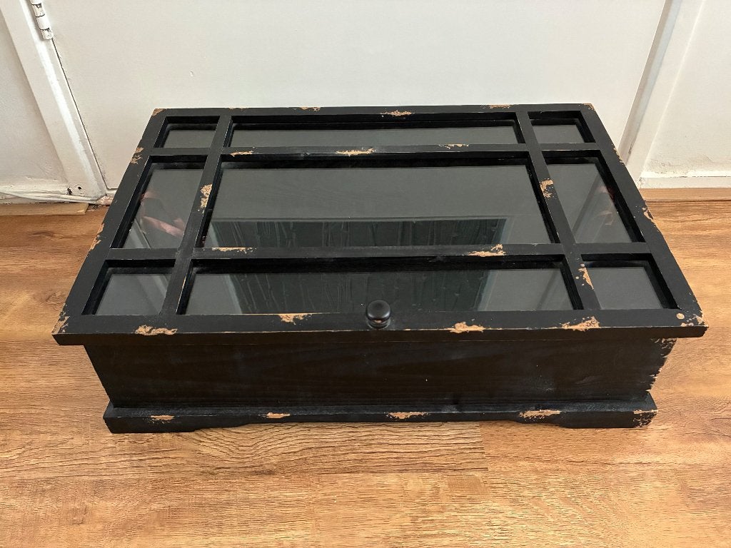 Mooi houten Vitrine kastje te koop, met glas, Ophalen, Hout, Bruin, Landelijk