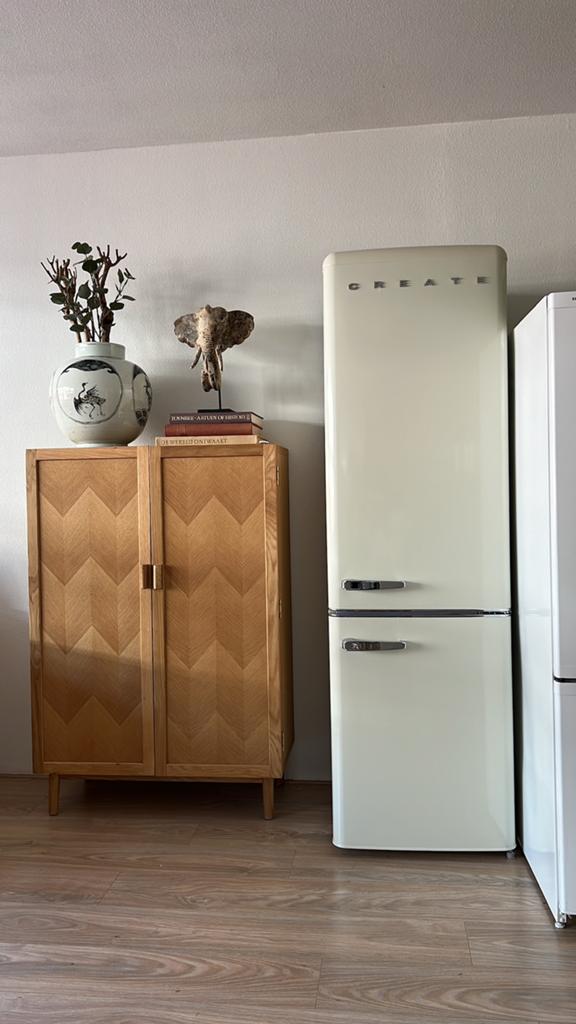 Create retro koelkast wit look a like smeg, Ophalen, Zo goed als nieuw, 160 cm of meer