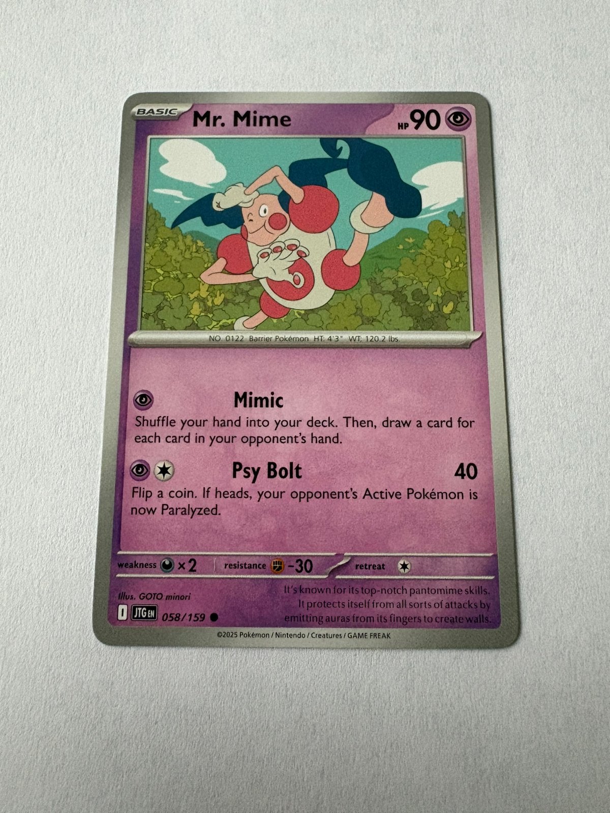 Pokémon kaart Basic Mr. Mime, Ophalen of Verzenden, Nieuw