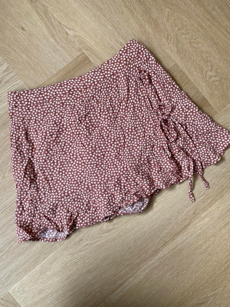 Broek rokje met print - Pull&Bear - maat S, Ophalen of Verzenden, Zo goed als nieuw, Roze, Maat 36 (S)