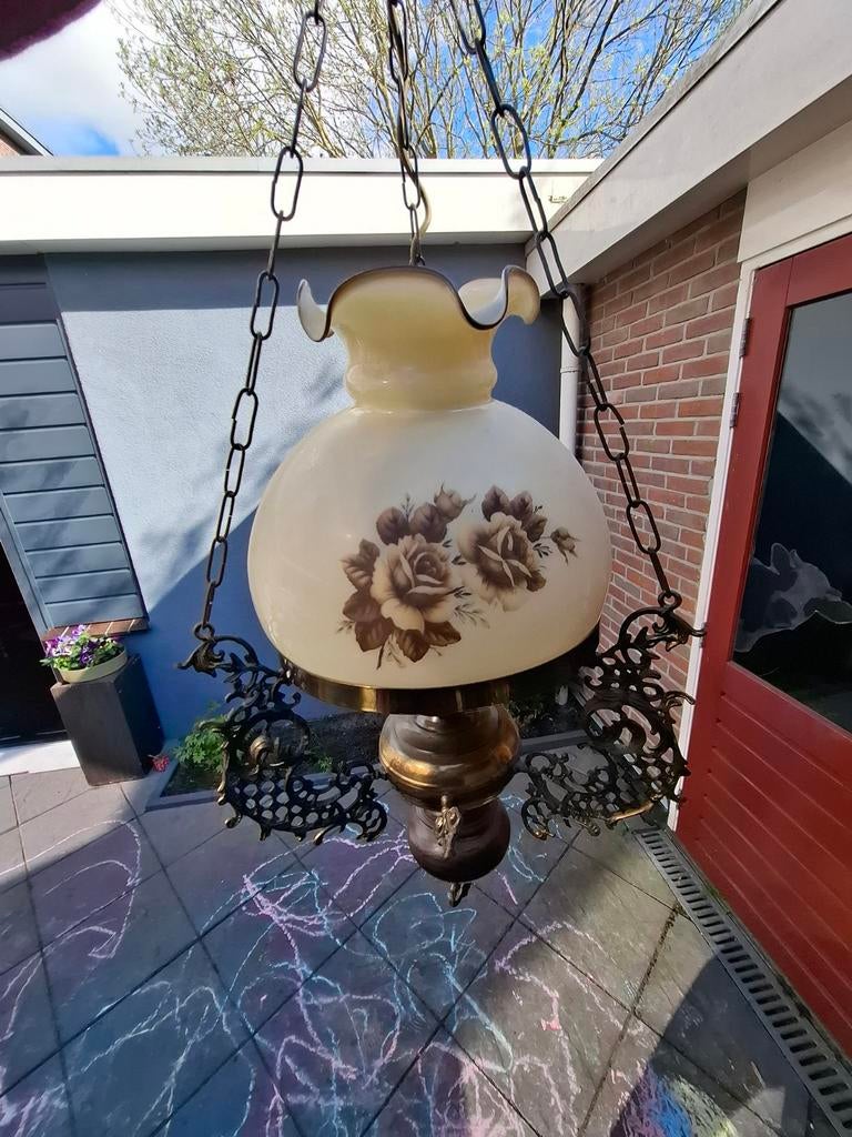 Vintage Hanglamp met Bloemenmotief, Ophalen