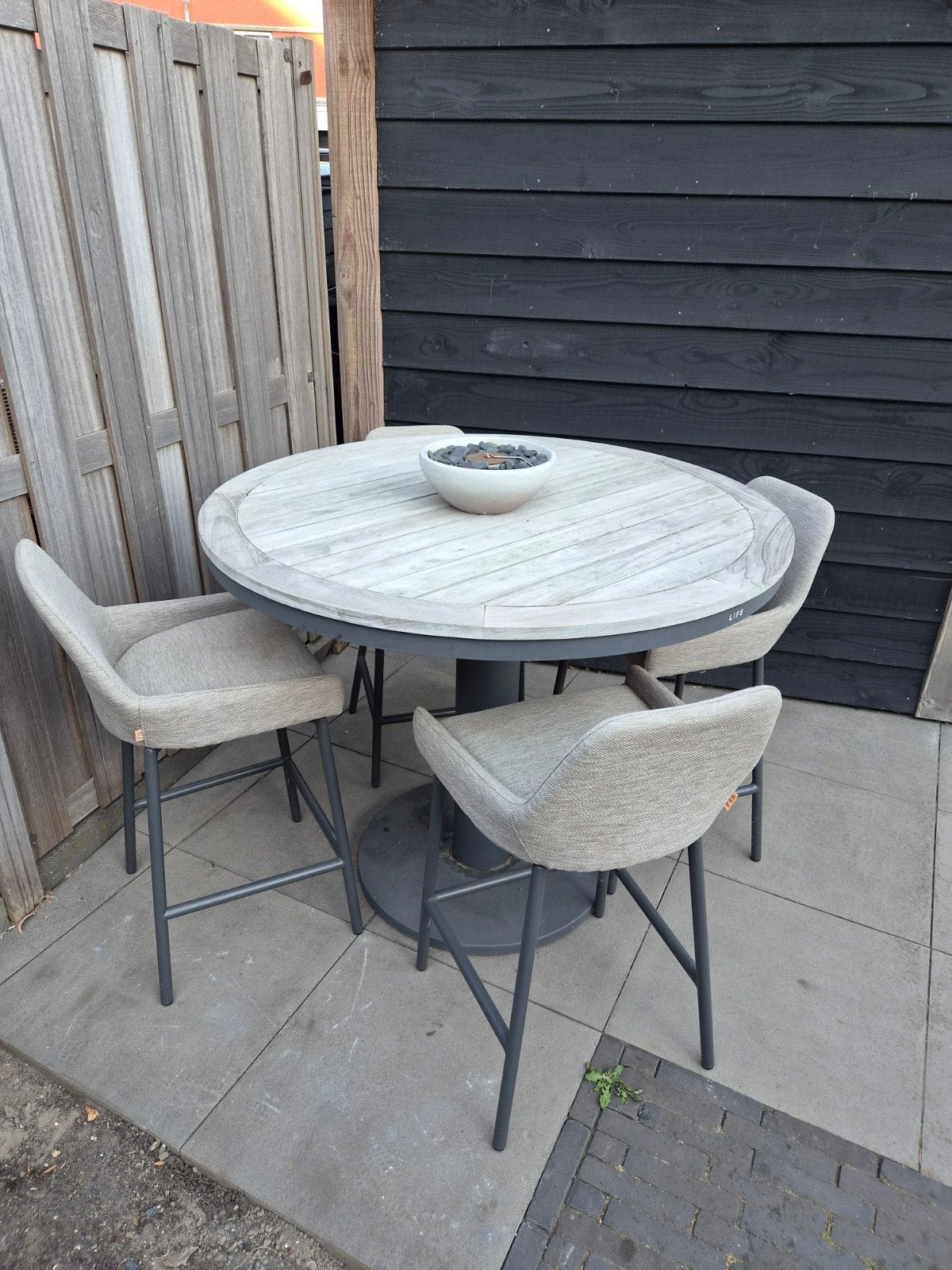 Life Barset Oslo -  Ronde Bartafel met 4 Nuna Stoelen, Ophalen, Zo goed als nieuw, Rond, Hout