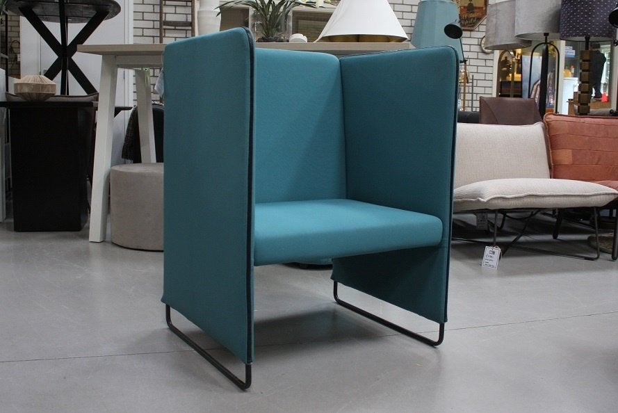 3 x moderne fauteuil ZIPPO Pedrali design blauw akoestisch, Ophalen, Modern design, Minder dan 75 cm, Zo goed als nieuw