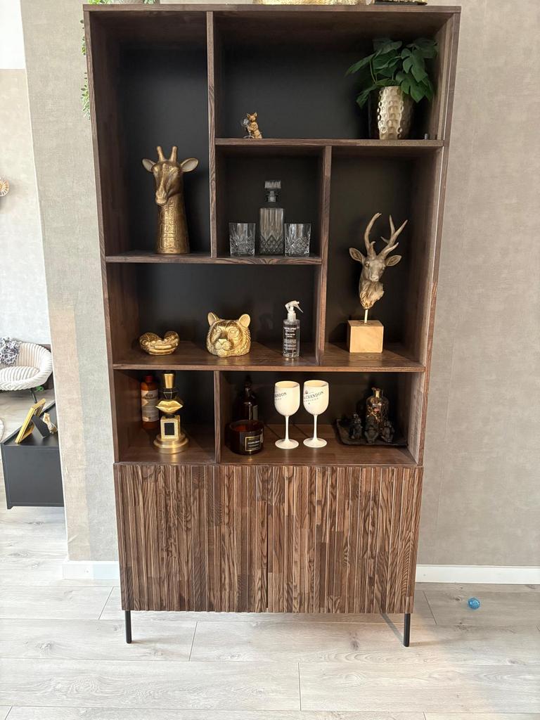 Luxe design kast / vakkenkast – houtlook, Huis en Inrichting, Kasten | Wandmeubels, Ophalen, Overige materialen, 100 tot 150 cm