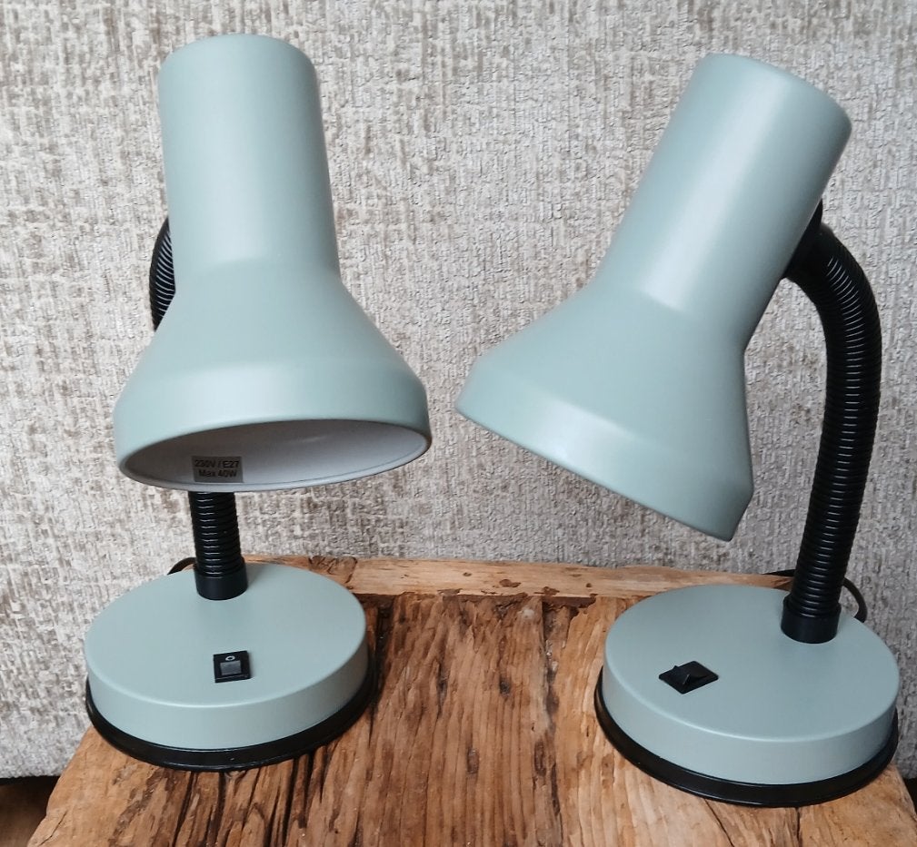 Lamp Vintage Set of 2 Kenwell tafellampen kleigroen H 30 cm, Ophalen of Verzenden, Zo goed als nieuw, Metaal, Minder dan 50 cm