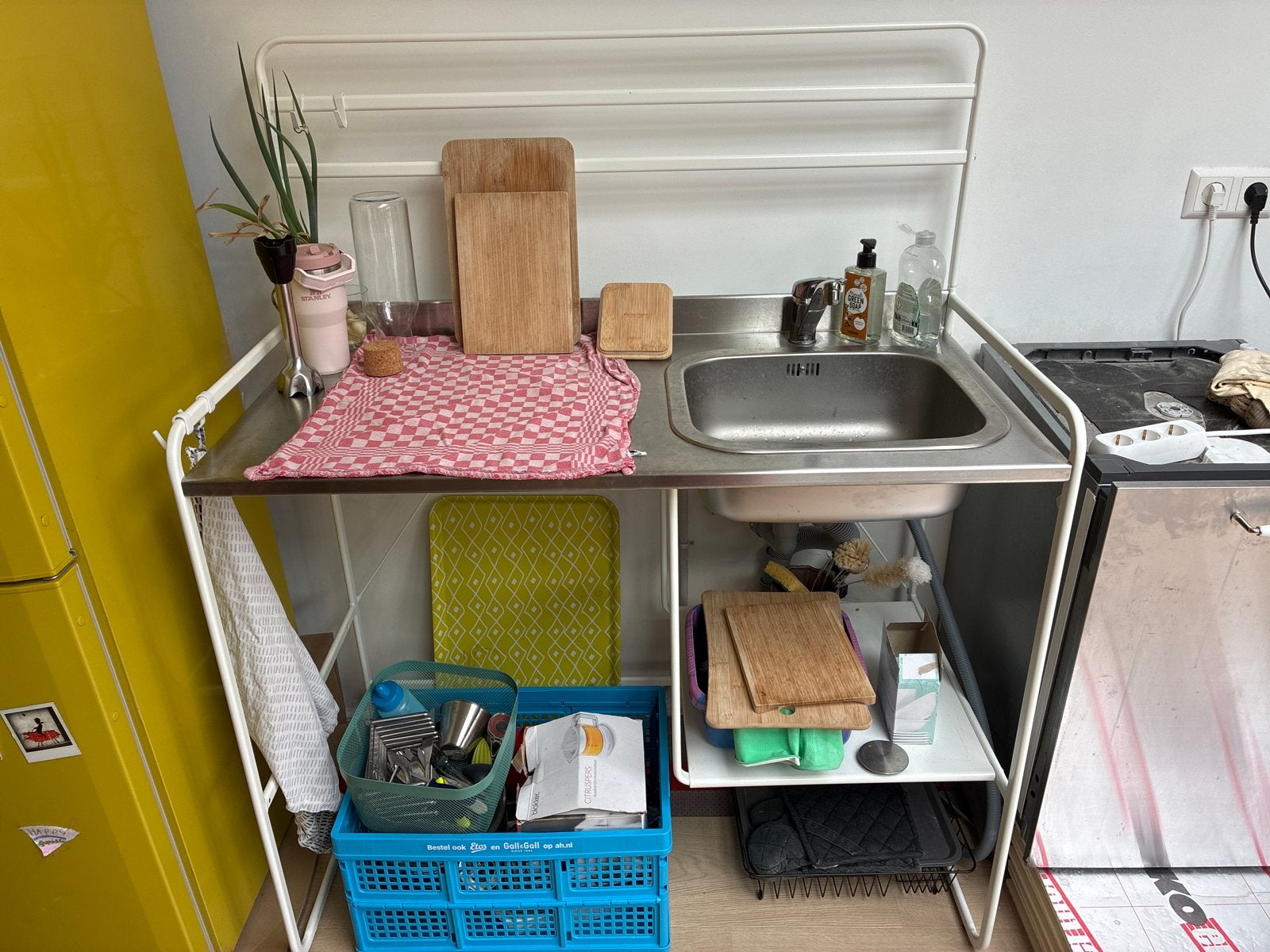 Ikea Sunnersta noodkeuken met Lagan kraan, Lillviken syphon, Ophalen, IKEA, Metaal, Wit