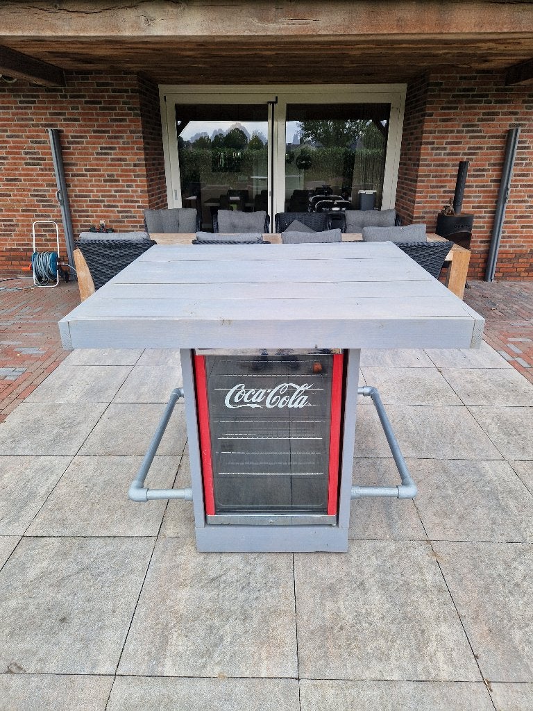 Statafel 125x125CM met Koelkast, LED licht en stopcontacten, Ophalen of Verzenden, Gebruikt