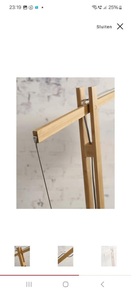 Stijlvolle staande houten lamp van Eijerkamp, Ophalen, 150 tot 200 cm, Hout, Modern Scandinavisch