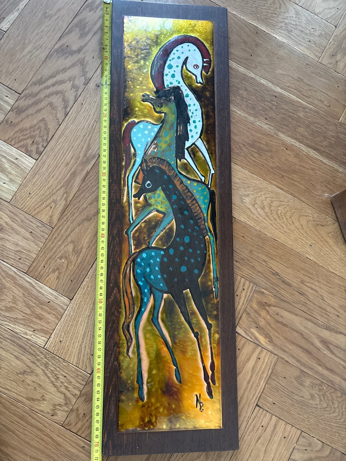 Vintage geëmailleerd paardenkunstwerk, Ophalen of Verzenden