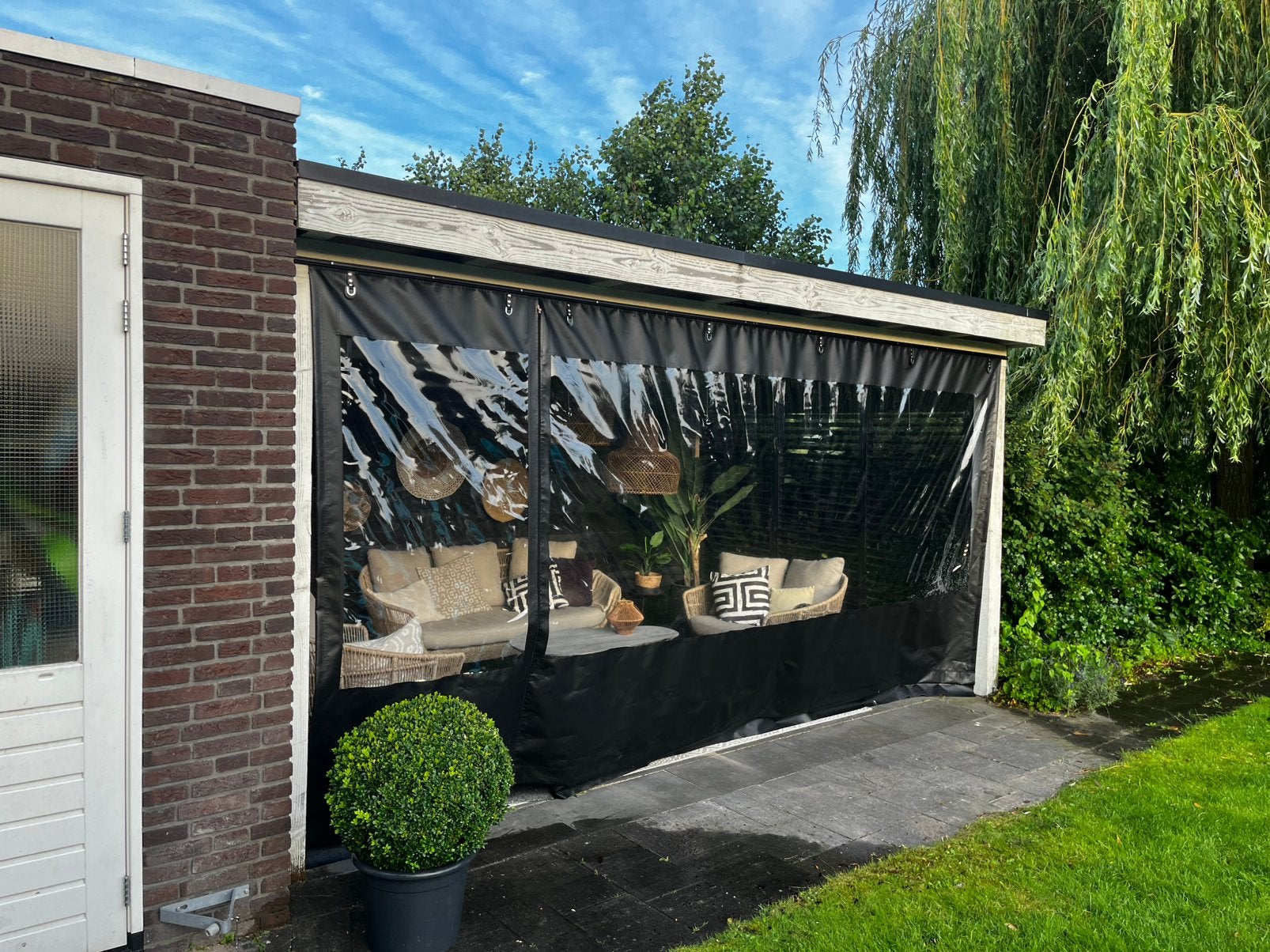 Verandazeil op maat – Zwart PVC met ramen – nieuw, Tuin en Terras, Overkappingen, Ophalen of Verzenden, Nieuw, Veranda