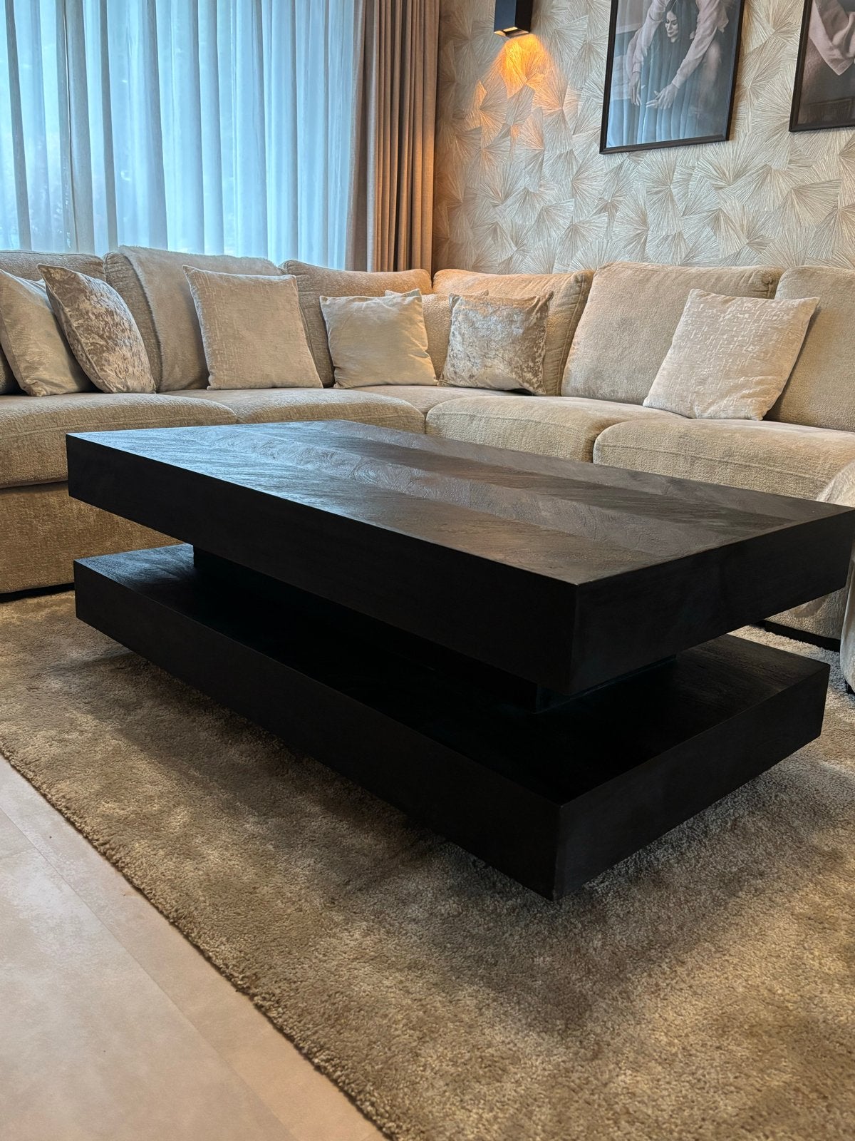 Eric kuster stijl salontafel met visgraat patroon, Ophalen, 100 tot 150 cm, 50 tot 100 cm, Zo goed als nieuw