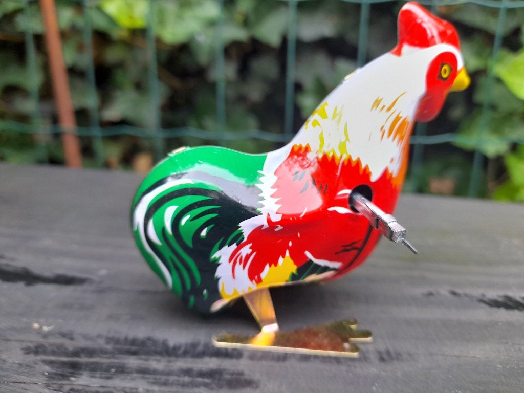 vintage antieke blikken springende kip, Ophalen of Verzenden, Zo goed als nieuw