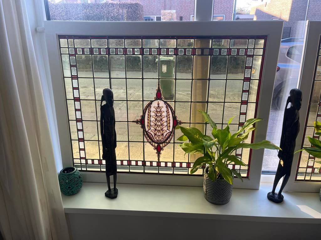 Prachtig glas-in-lood raamdecoratie, Antiek en Kunst, Antiek | Glas en Kristal, Ophalen