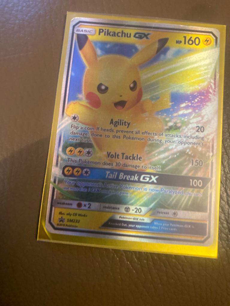 Pikachu GX SM232 Full Art Promo Pokémon Kaart, Ophalen of Verzenden, Zo goed als nieuw, Losse kaart, Foil