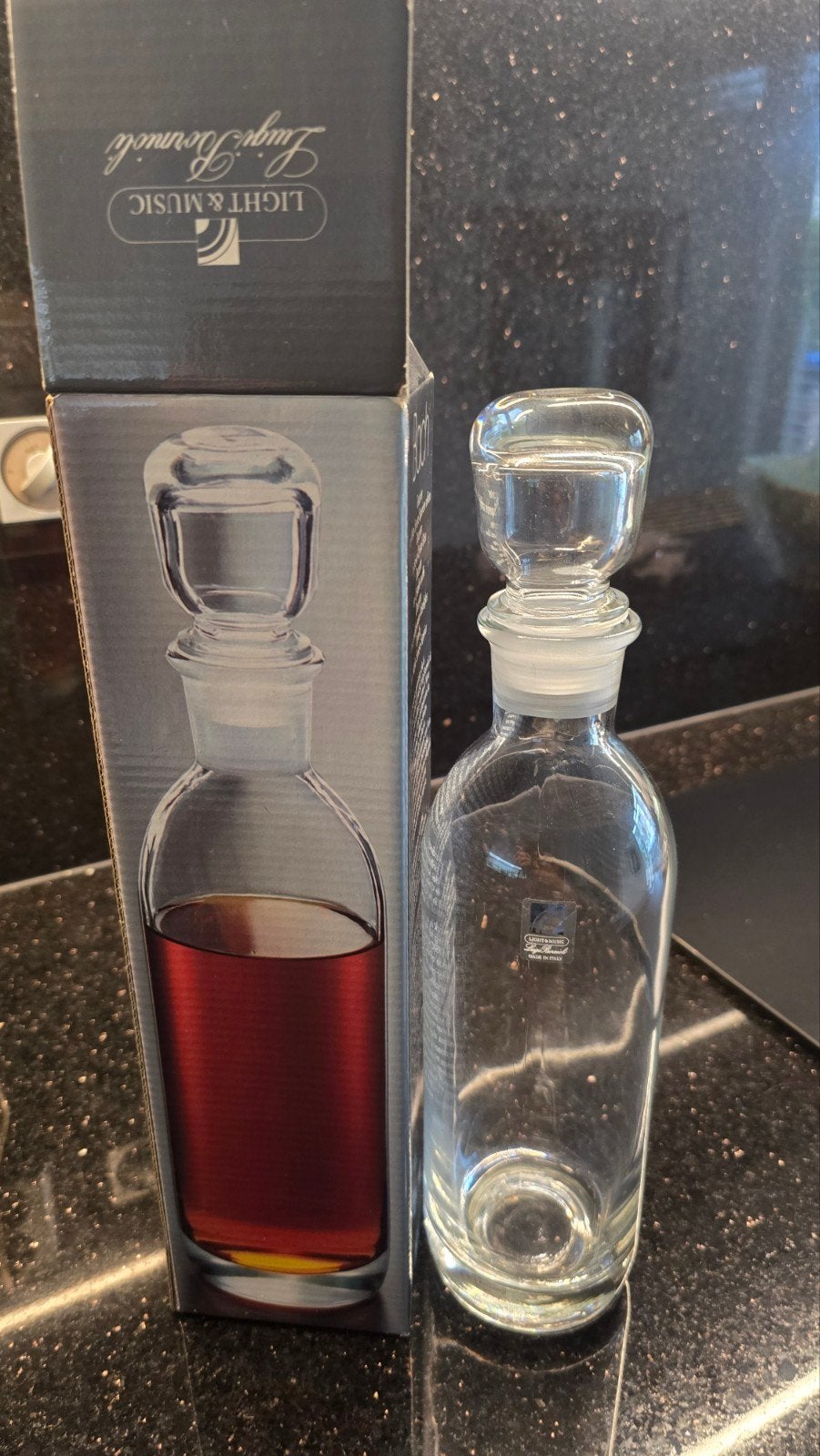 Luigi Bormioli Light & Music Glazen Fles met Stop, Ophalen, Transparant, Nieuw, Met deksel