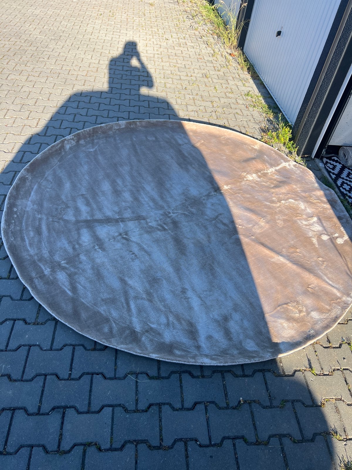 Laagpolig rond vloerkleed - 250 cm, Ophalen, Gebruikt, Beige, Rond