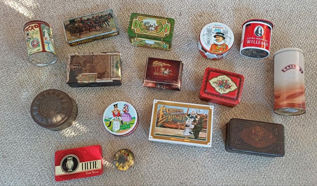 Vintage blikken collectie - Diverse merken en doeleinden, Ophalen of Verzenden, Gebruikt, Overige, Overige merken
