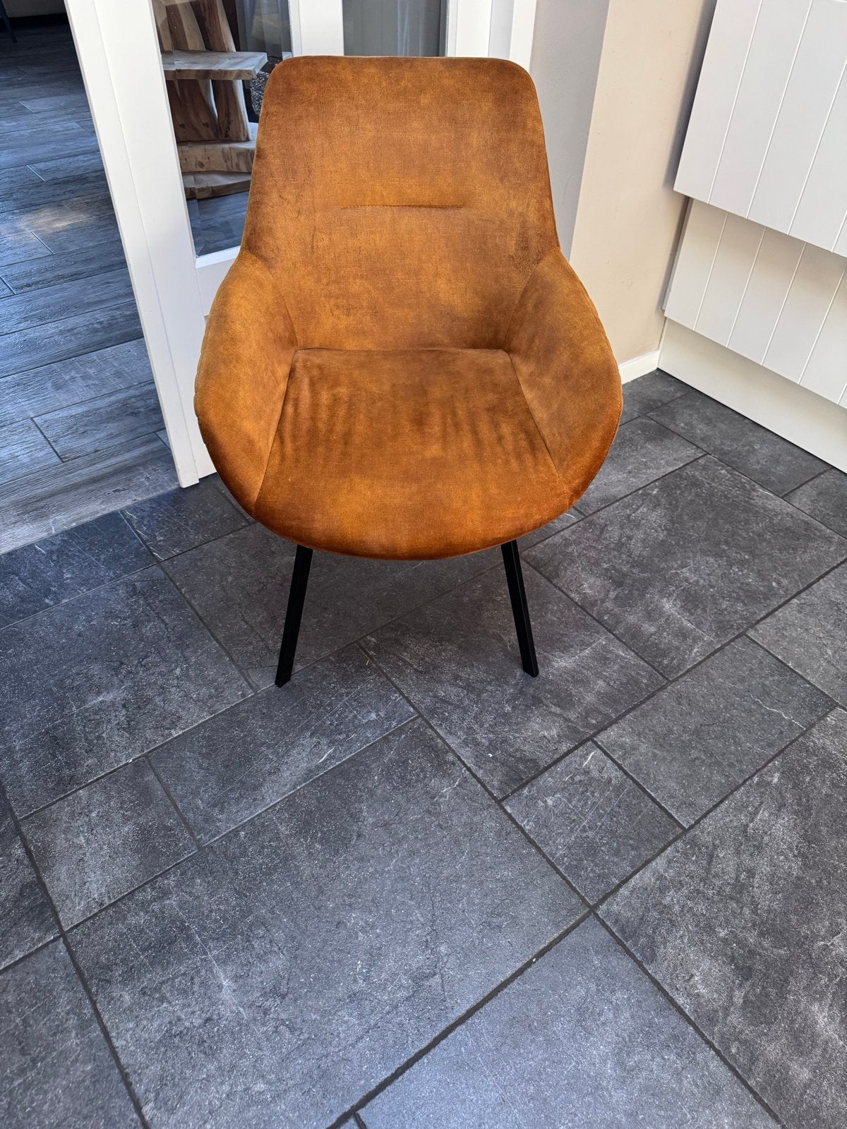 2x Draaibare Eetkamerstoelen - Okergeel en Groen, Ophalen, Gebruikt, Twee, Overige kleuren