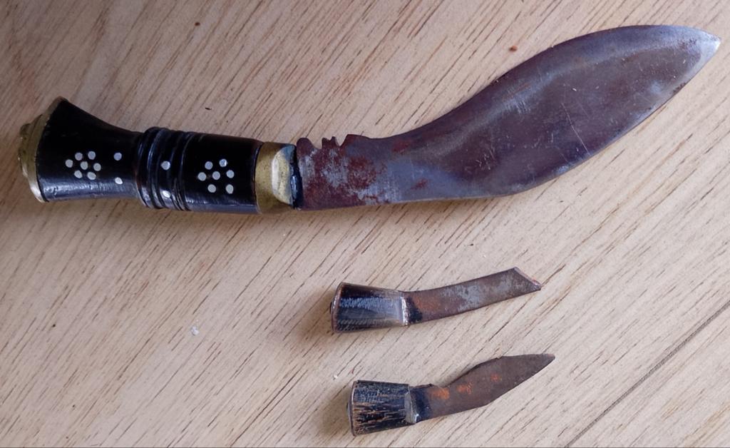 Vintage Kukri Mes met Schede en Bijmessen - Nepal/India, Ophalen of Verzenden