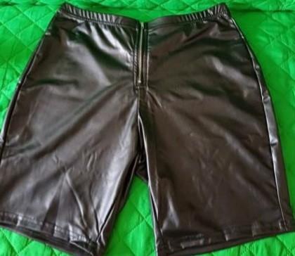 Pu short met rits pu leren sokken pu leren hemdje, Kort, Zwart, Maat 42/44 (L), Nieuw