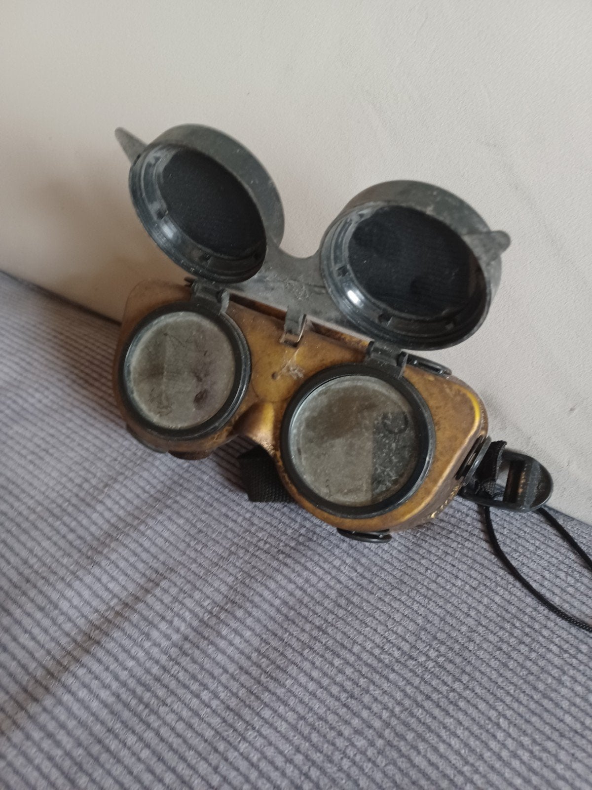 Vintage lasbril met opklapbare glazen, Lasfilter, Ophalen of Verzenden, Gebruikt