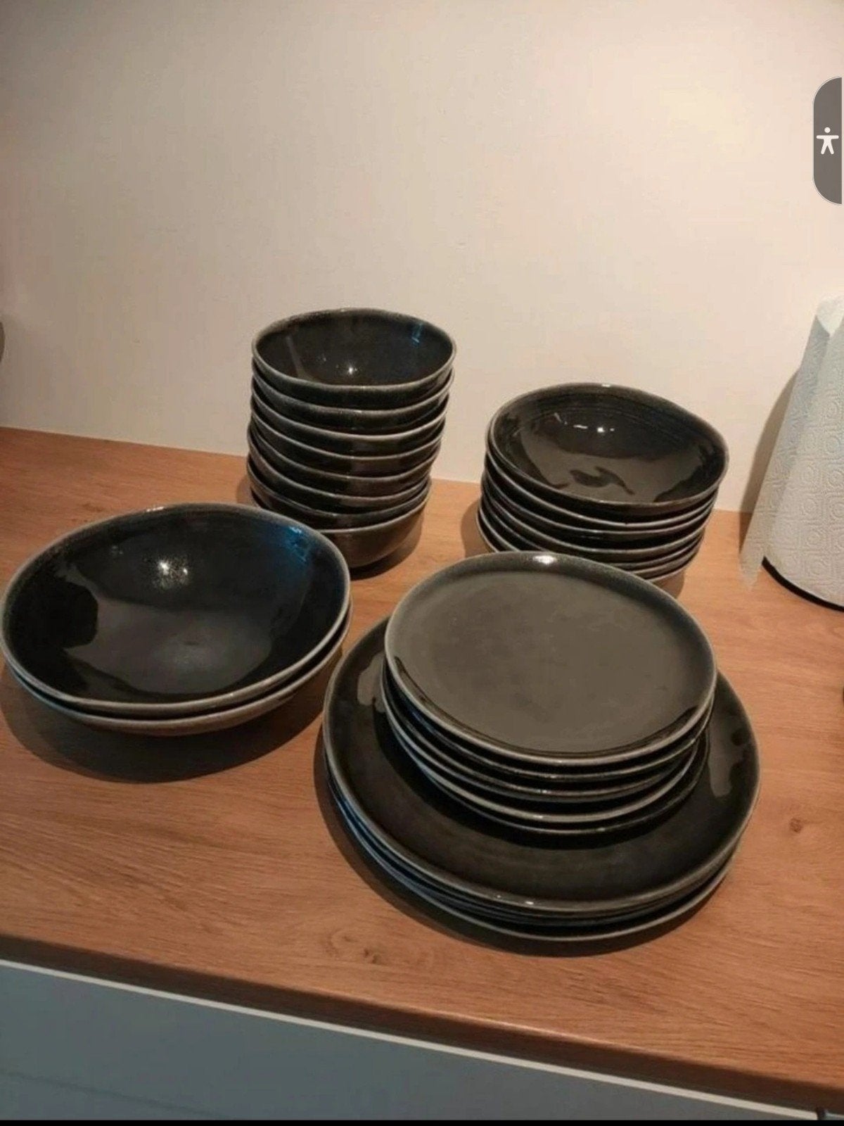 Uitgebreid servies Toscane - Zwart - 32-delig, Ophalen of Verzenden, Gebruikt, Keramiek, Compleet servies