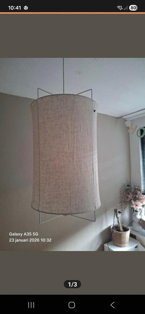 Stijlvolle japandi stijl hanglamp wit/beige, Ophalen, Minder dan 50 cm