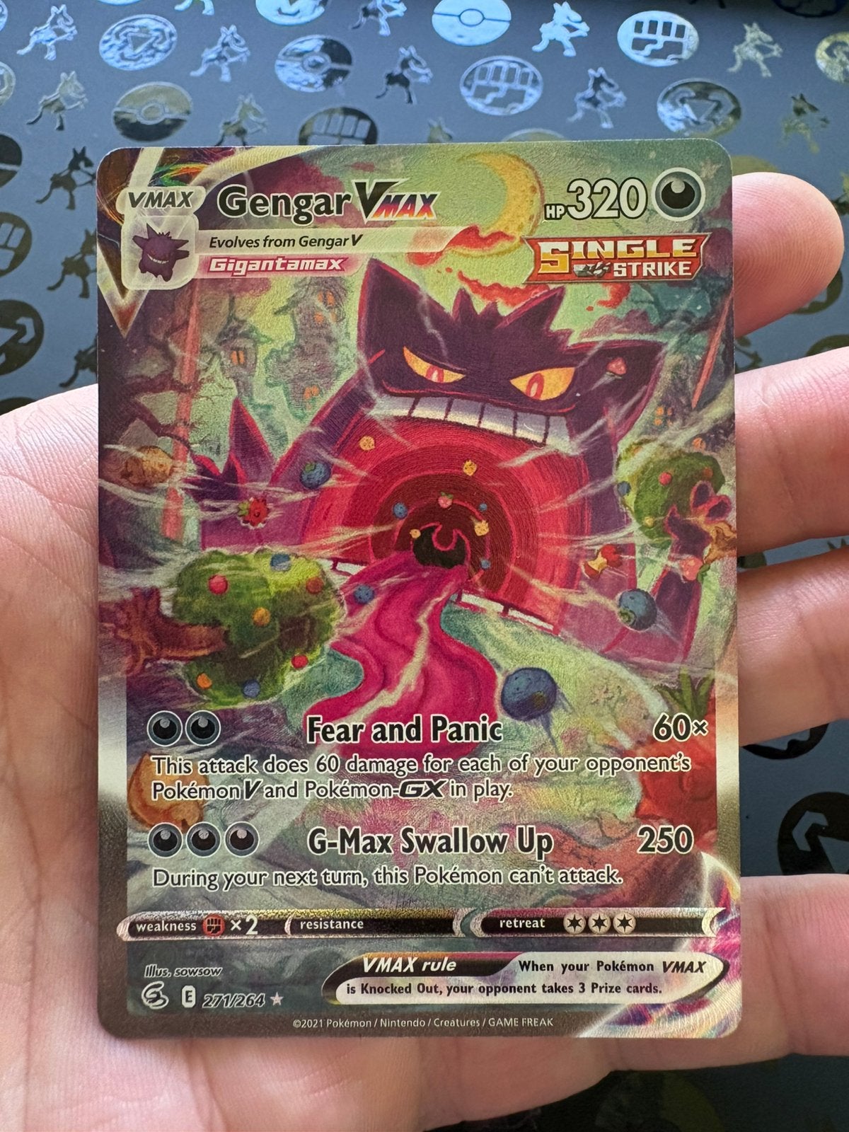Gengar VMAX Fusion Strike Pokémon kaart nr 271, Ophalen of Verzenden, Zo goed als nieuw