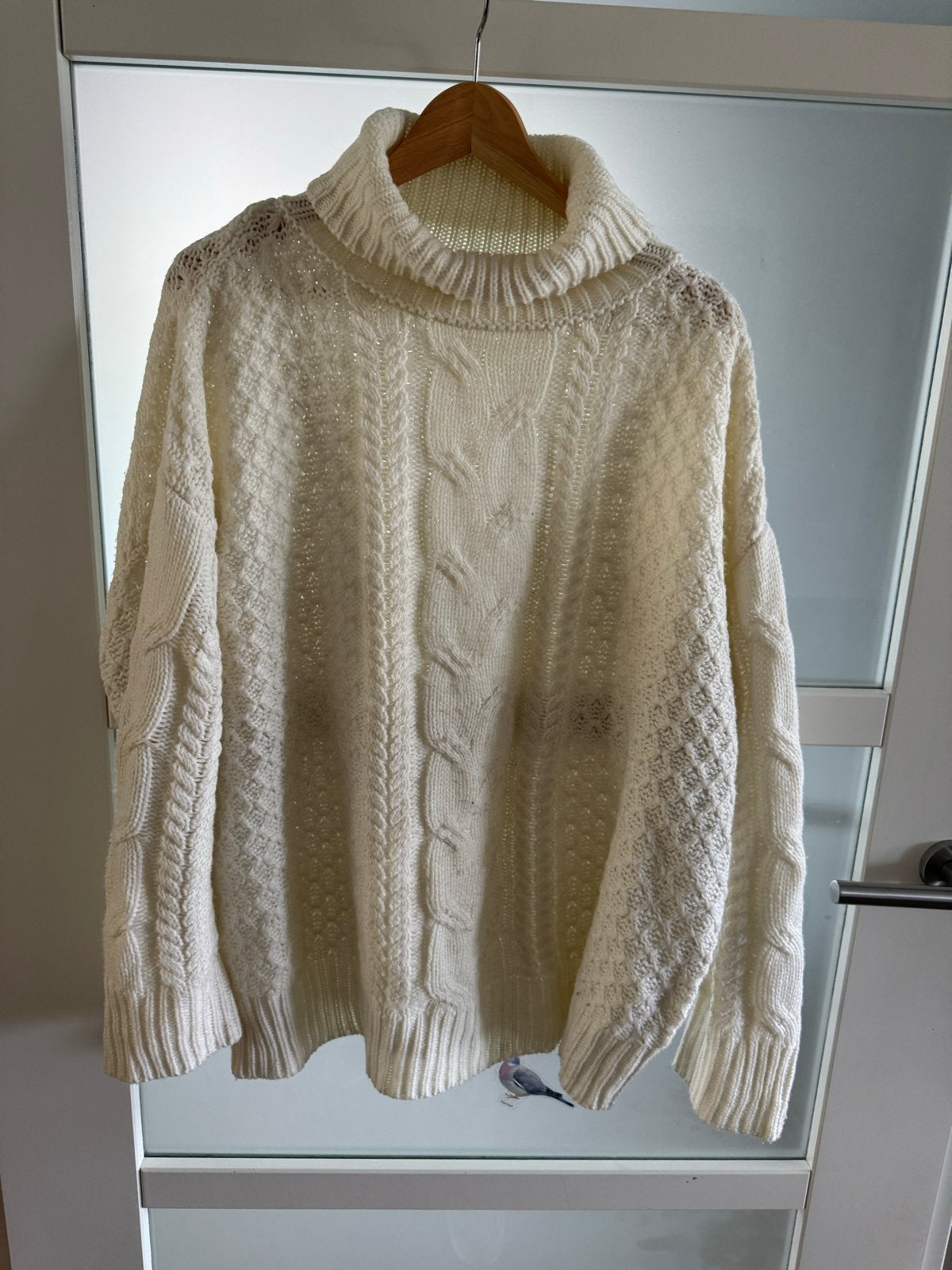 Hema Trui Maat XL - Crèmekleurige Gebreide Coltrui, Ophalen, Gedragen, Maat 46/48 (XL) of groter, Beige
