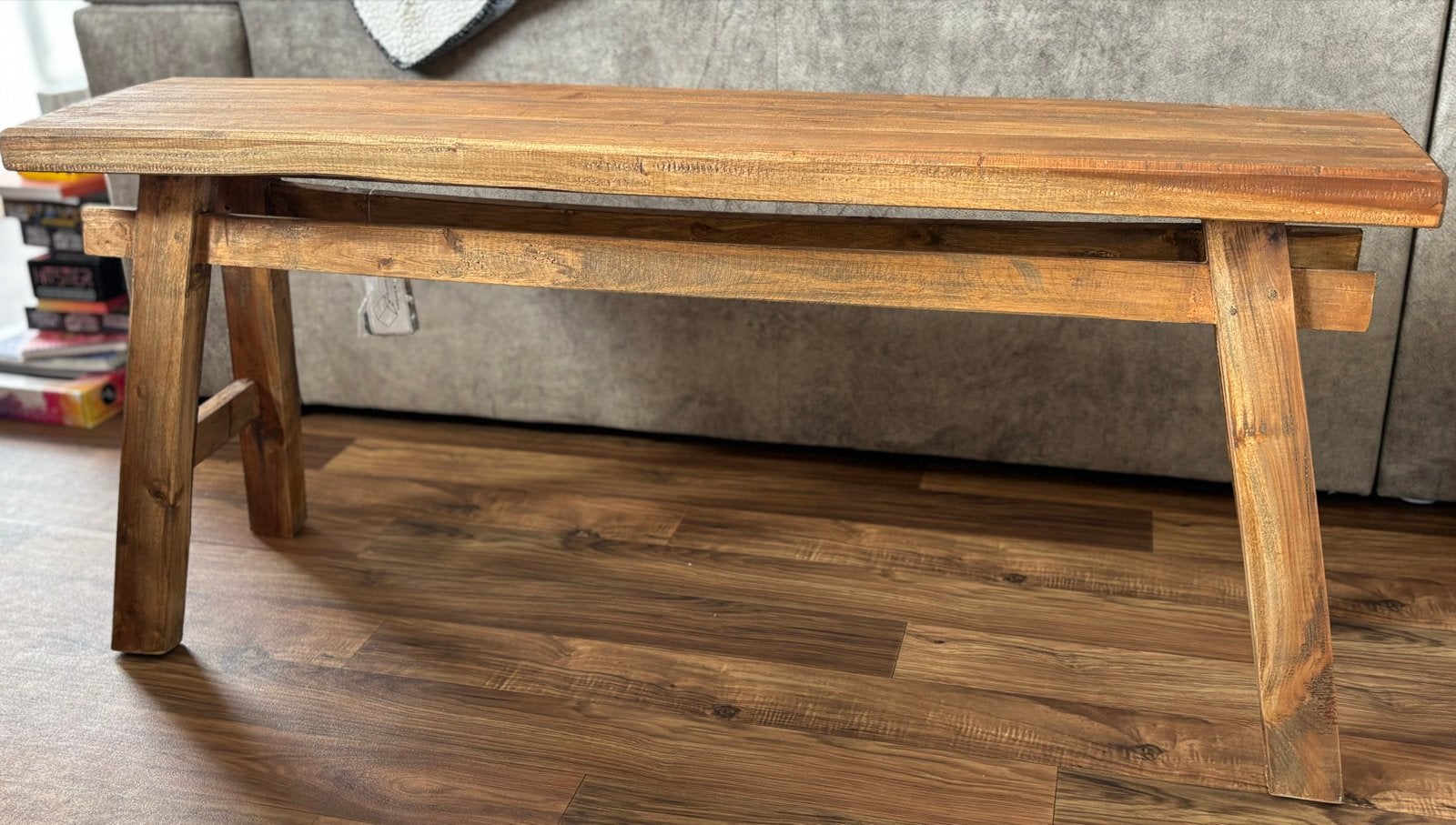 Houten bankje ubud Xenos gerecycled hout 118 cm, Ophalen, Bruin, Botanisch, Zo goed als nieuw